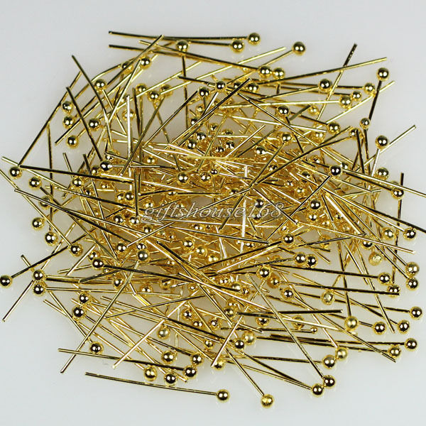 1000pcs Gold Plated Copper Ball Head Pins Findings 18mm/20mm/22mm/30mm