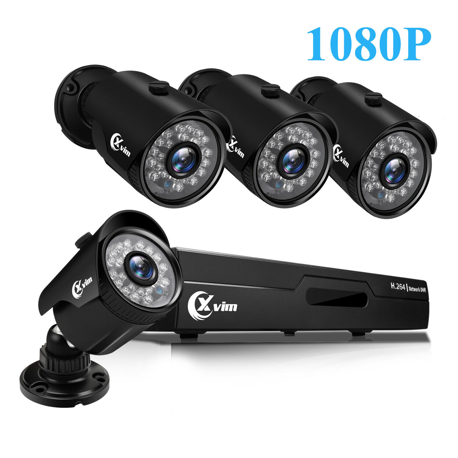 Xvim 4ch 1080p Home Surveillance Dvr Outdoor Cctv Security Camera System 2mp