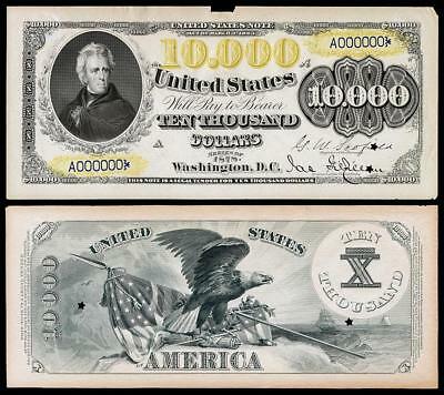 Nice Crisp Uncirculated 1890 $10,000 Gold Certificate Proof Copy Note  !