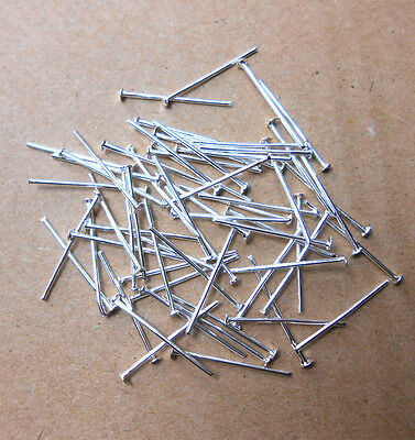 Wholesale 200pcs 16-60mm Design  Finding 925 Silver Plate Flat Head Pins Needles