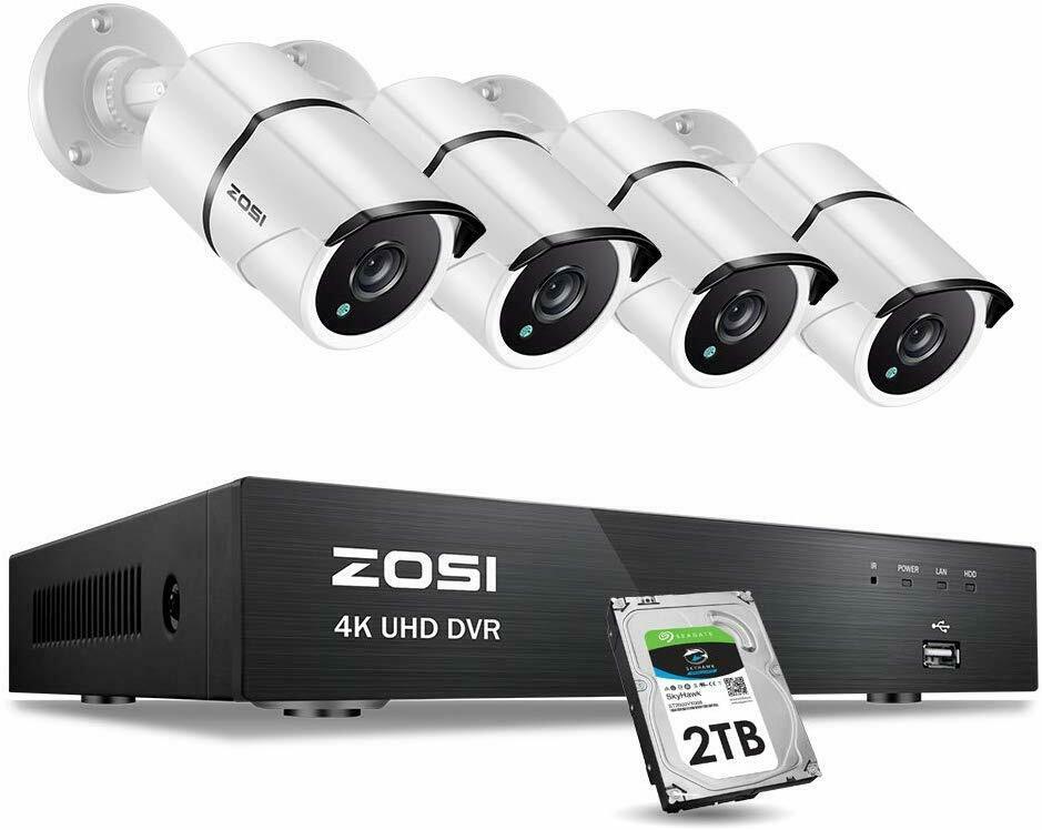 Zosi H.265+ 8mp 8ch Dvr Ultra Hd 4k 100ft Outdoor Security Camera System 2tb Hdd