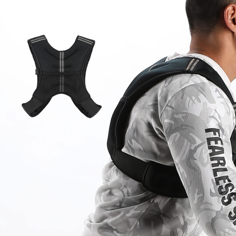12 Lb Black Adjustable Weighted Jacket Vest Fitness Training Exercise Waistcoat