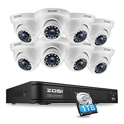 Zosi 1tb 8ch 1080p Dvr 1500tvl Outdoor Ir Leds Dome Cctv Security Camera System