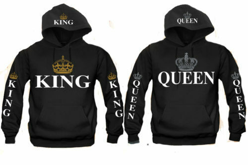 King And Queen Couple Matching Funny Cute Hood Pull Over