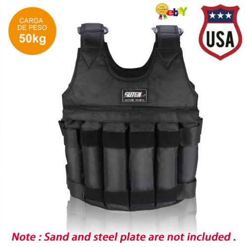 110lb Adjustable Workout Strength Training Weighted Vest Exercise Fitness 50kg