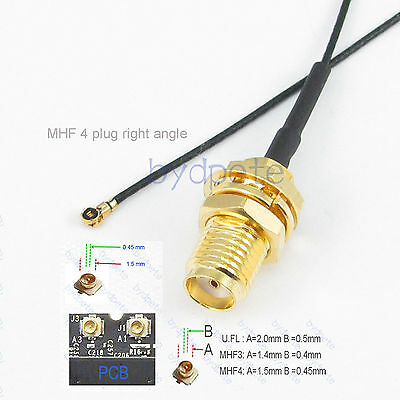 Mhf 4 Mhf4 Plug Right Angle To Sma Female 0.81mm Pigtail Cable Ipx Router Wifi "