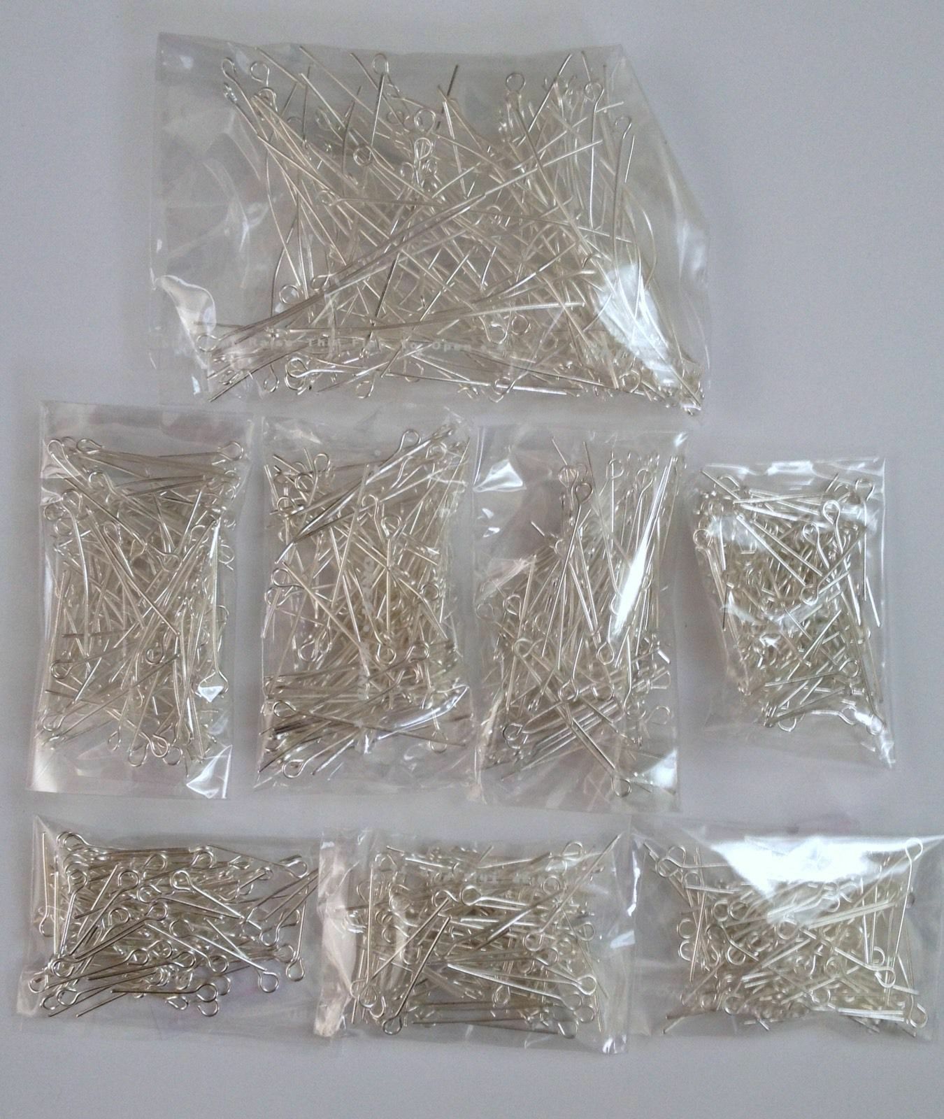 New 700 Pcs 7 Size Silver Plated Eye Pins Jewelry 16 18 20 22 26 28 30 Mm #36