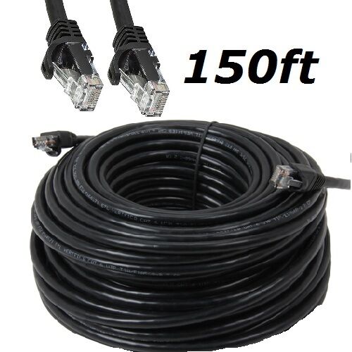 150ft Cat6 Rj45 Ethernet Lan Network Cable Patch Cord For Pc Modem Router Black